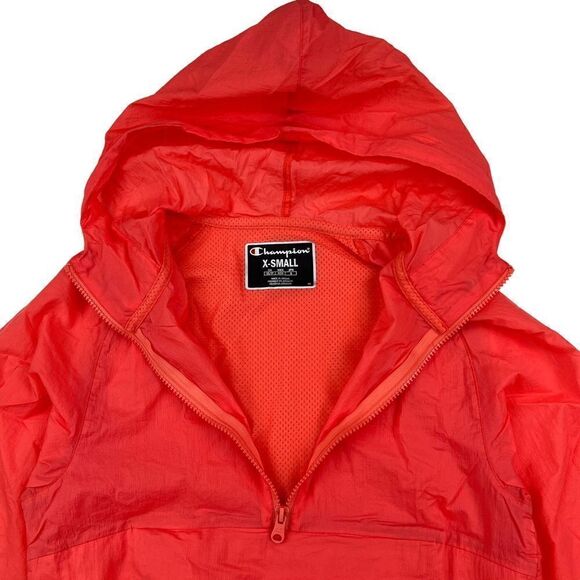 New Champion Men Unisex Red Anorak Hood Windbreaker Long Sleeve Pullover US XS - Picture 8 of 13